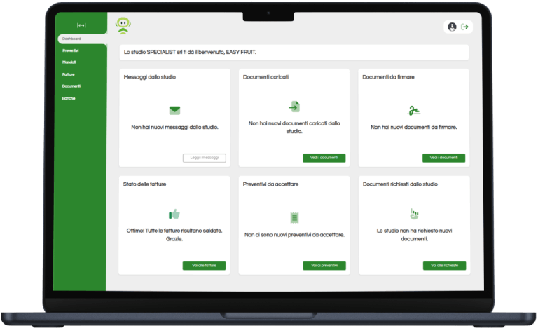 Fiscobot funzionalità software Condivisione di informazioni e dati con i clienti